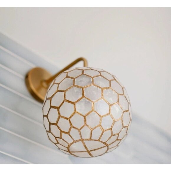 Serena & Lily Capiz Wall Sconce-Brass Gold - Picture 1 of 5